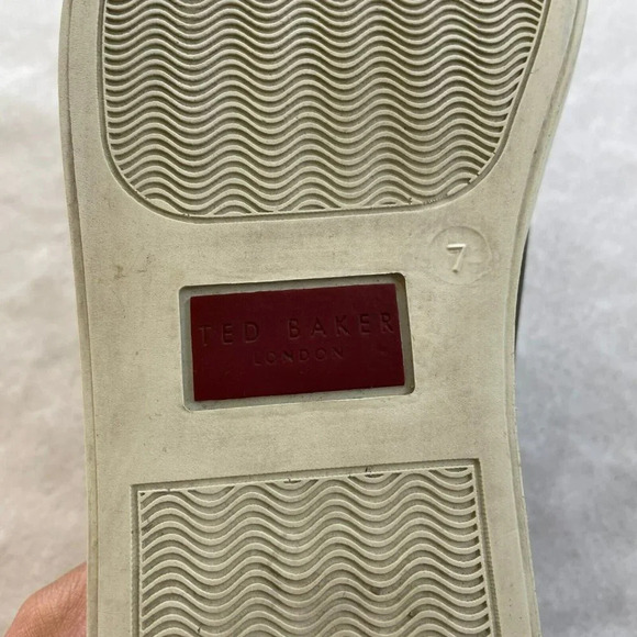 Ted Baker London Leather Sneaker Shoe Men's Sz 7 UK Gray Eyelet Low Top Lace Up - Picture 9 of 11